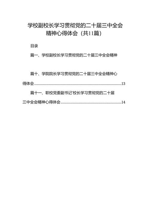 （11篇）学校副校长学习贯彻党的二十届三中全会精神心得体会（精选）.docx