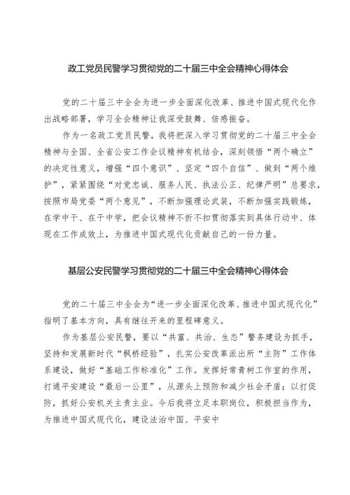 政工党员民警学习贯彻党的二十届三中全会精神心得体会（共七篇）.docx