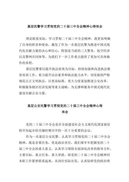 （11篇）基层民警学习贯彻党的二十届三中全会精神心得体会精选资料.docx