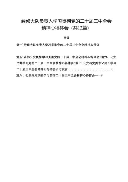 经侦大队负责人学习贯彻党的二十届三中全会精神心得体会12篇（最新版）.docx