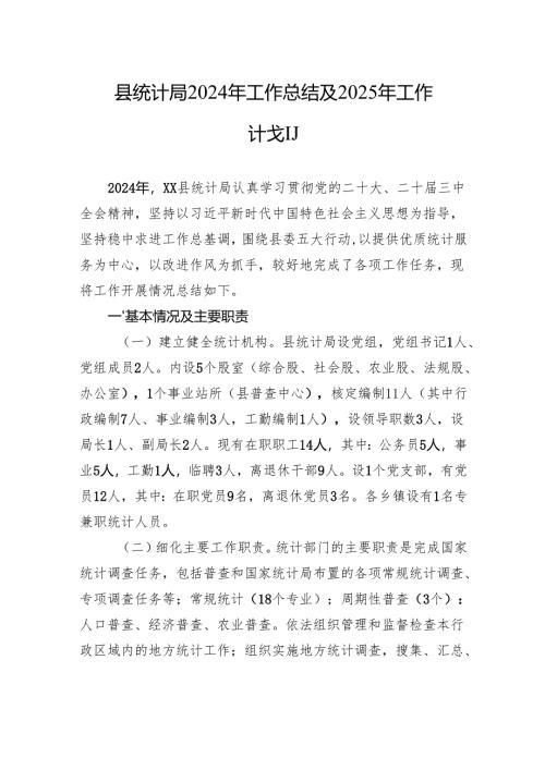 县统计局2024年工作总结及2025年工作计划.docx