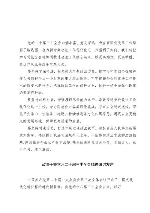 (四篇)政法领导干部学习贯彻党的二十届三中全会精神心得体会（详细版）.docx