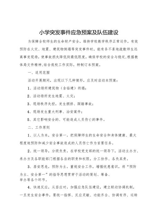 2025小学突发事件应急预案及队伍建设.docx