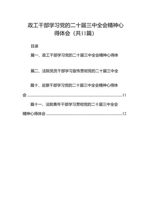 （11篇）政工干部学习党的二十届三中全会精神心得体会范文.docx
