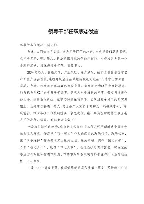 领导干部任职表态发言.docx