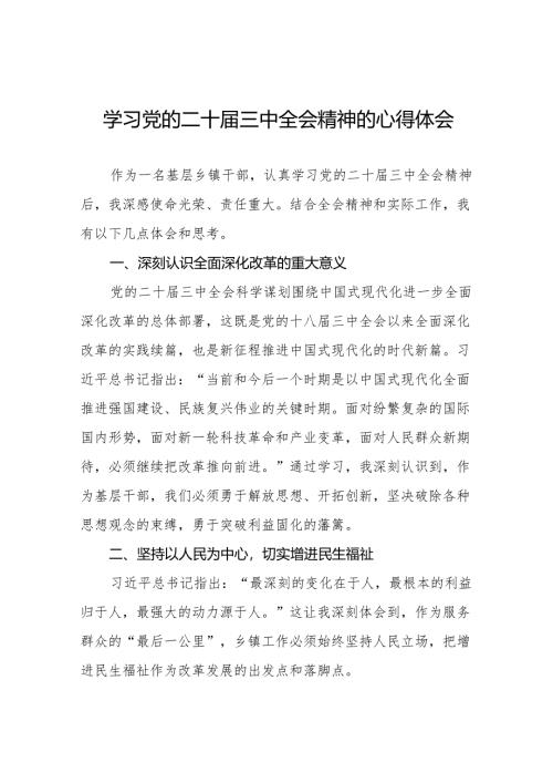 学习贯彻党的二十届三中全会精神的心得体会简短交流发言材料精品32篇.docx