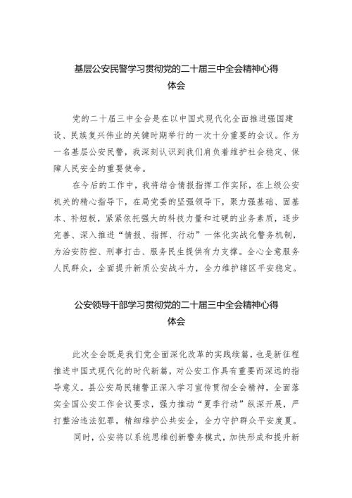 基层公安民警学习贯彻党的二十届三中全会精神心得体会 （汇编8份）.docx