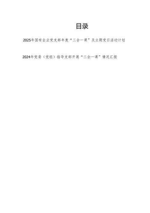 2024年党委党组指导支部开展“三会一课”情况汇报和活动计划.docx