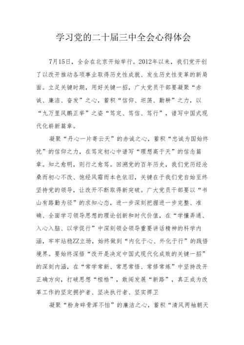 2024年学习学习党的二十届三中全会个人心得体会 （11份）.docx