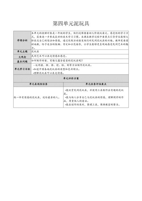 2024年秋季新教材苏少版一年级美术上册第四单元教学设计.docx