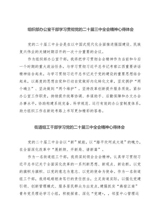 (四篇)组织部办公室干部学习贯彻党的二十届三中全会精神心得体会（精选）.docx