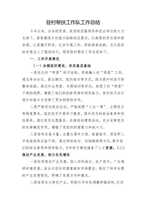 驻村帮扶工作队工作总结.docx
