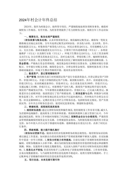 2024年村会计年终总结.docx