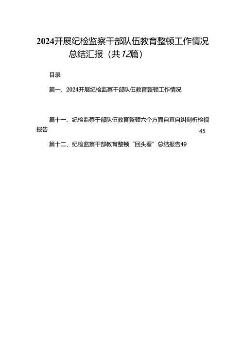 （12篇）开展纪检监察干部队伍教育整顿工作情况总结汇报集锦.docx