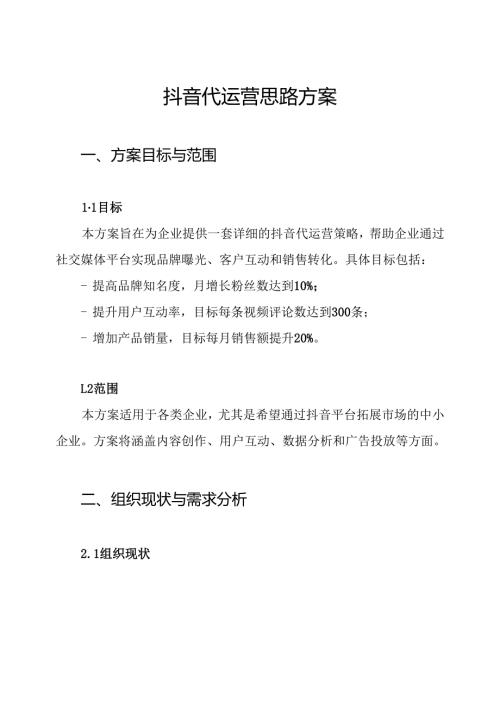 抖音代运营思路方案.docx
