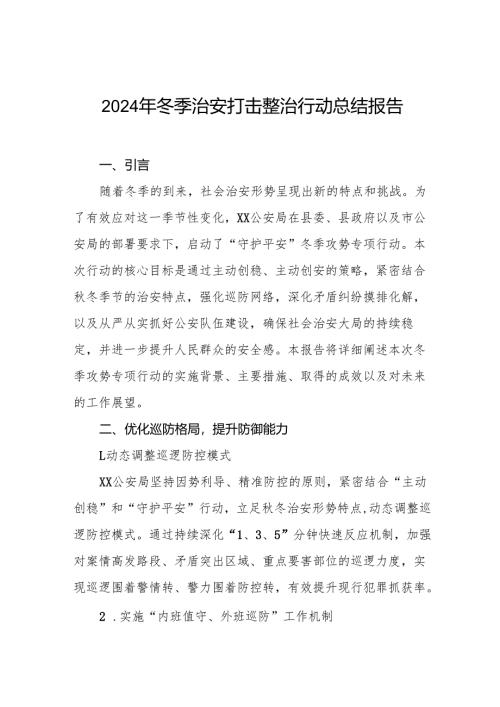 派出所2024年冬季治安打击整治行动情况总结九篇.docx