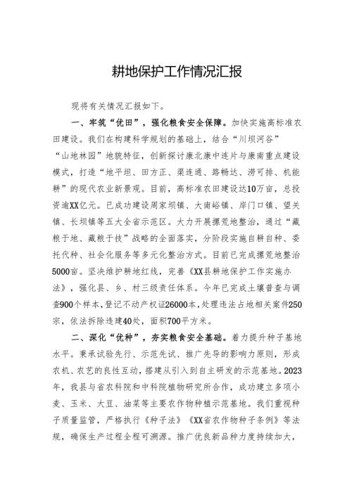 耕地保护工作情况汇报.docx