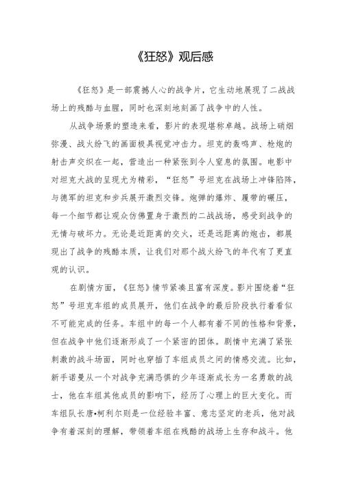 《狂怒》观后感.docx