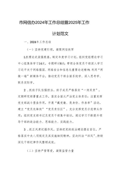 网信办2024年工作总结暨2025年工作计划范文.docx
