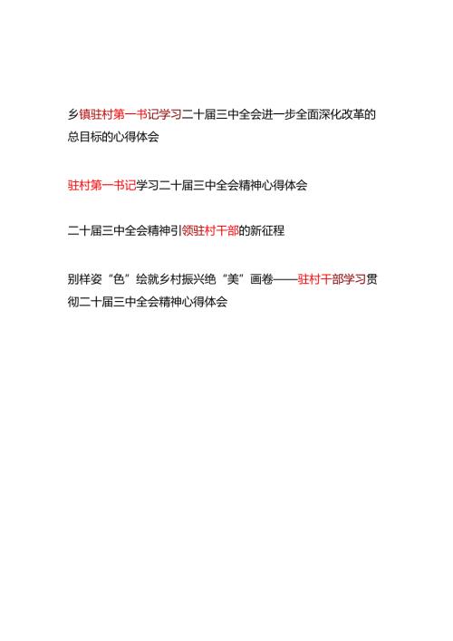 驻村第一书记干部学习二十届三中全会精神心得体会研讨发言4篇.docx