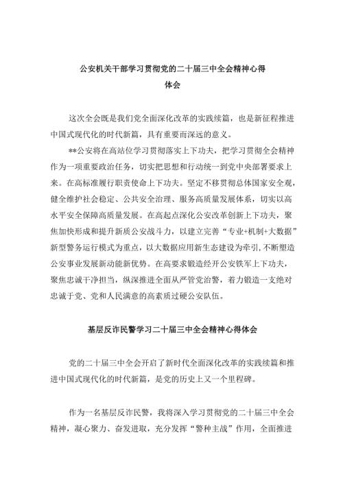 （11篇）公安机关干部学习贯彻党的二十届三中全会精神心得体会集锦.docx