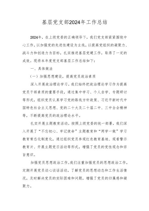 2024年度党支部党建工作总结.docx