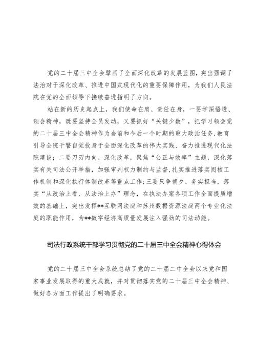 法院院长学习二十届三中全会精神心得体会(7篇集合).docx