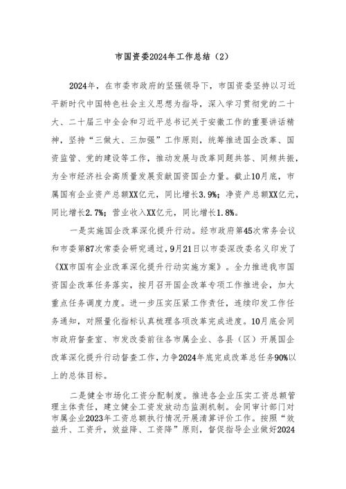 市国资委2024年工作总结（2）.docx