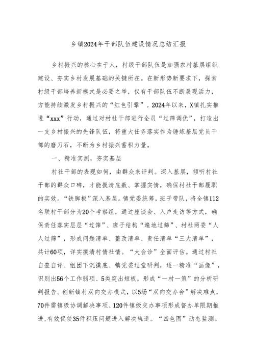 乡镇2024年干部队伍建设情况总结汇报.docx