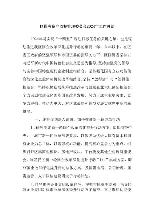 区国有资产监督管理委员会2024年工作总结.docx
