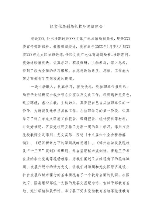 区文化局副局长挂职总结体会.docx