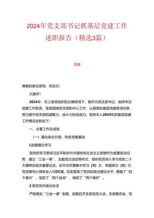 2024年党支部书记抓基层党建工作述职报告.docx