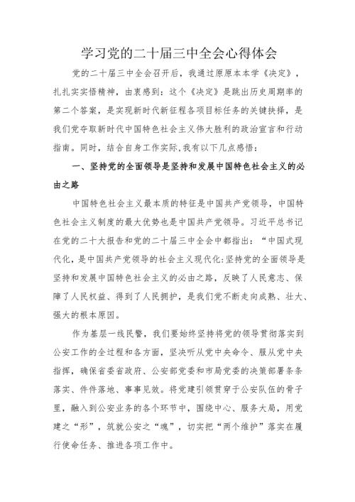 2024年学习学习党的二十届三中全会个人心得感悟 汇编11份.docx