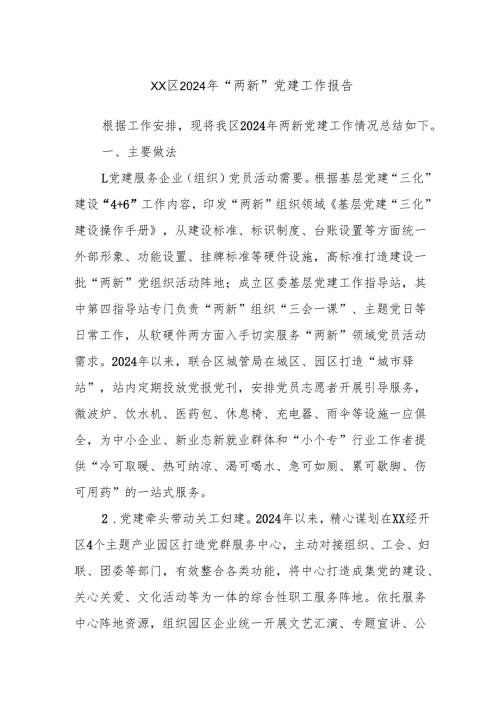 XX区2024年“两新”党建工作报告.docx