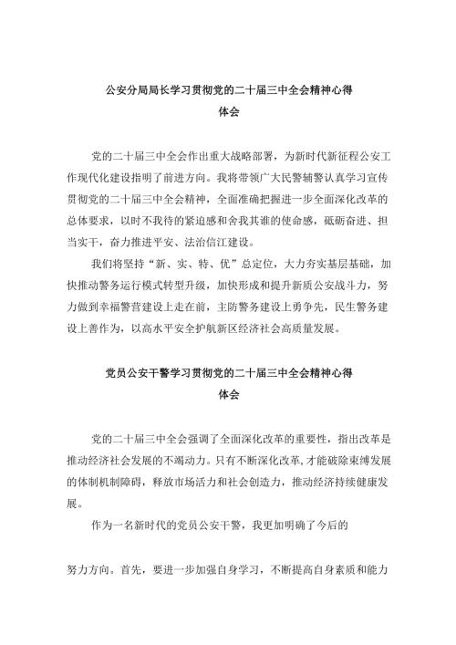 （11篇）公安分局局长学习贯彻党的二十届三中全会精神心得体会专题资料.docx