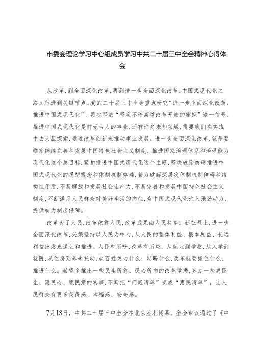 市委会理论学习中心组成员学习中共二十届三中全会精神心得体会7篇（精选版）.docx
