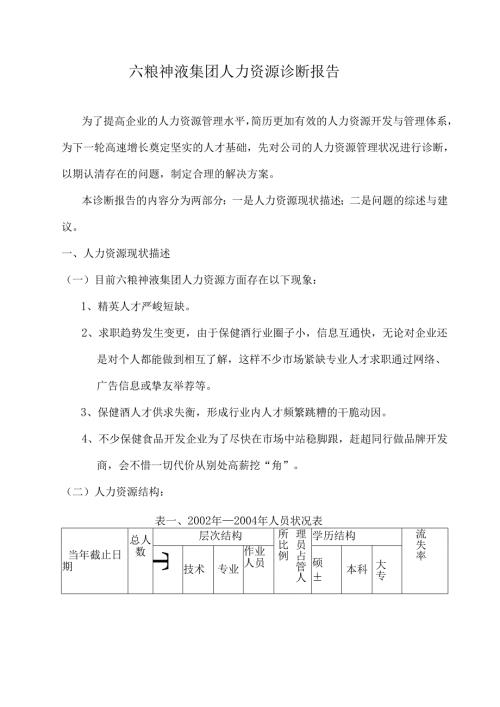 六粮神液集团人力资源诊断报告.docx