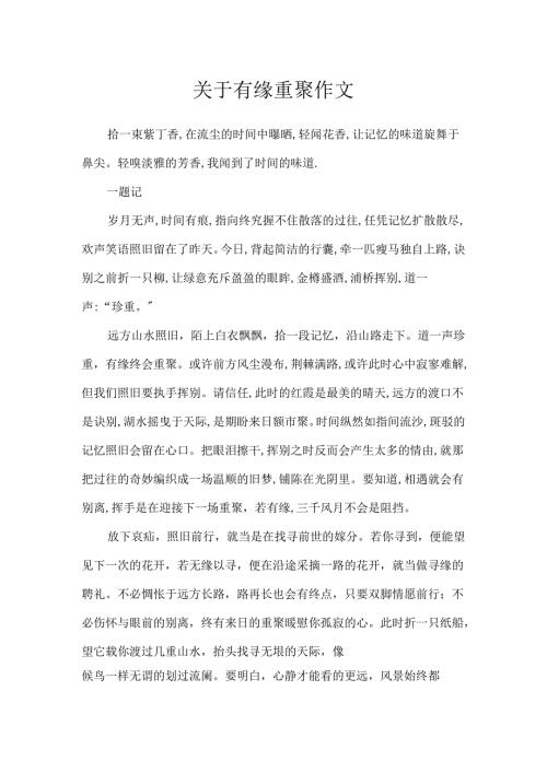 关于有缘重聚作文.docx