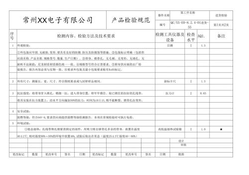 尼龙线扣(扎线带)进货检验标准.docx