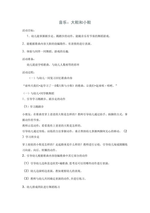 大班音乐教案(大鞋和小鞋).docx