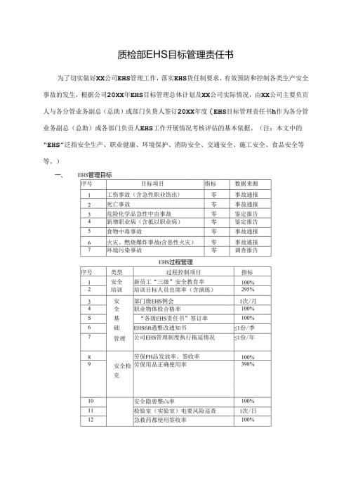 质检部EHS目标管理责任书.docx