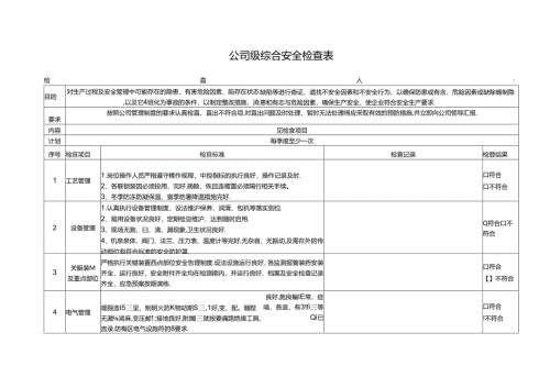 公司级综合安全检查表.docx