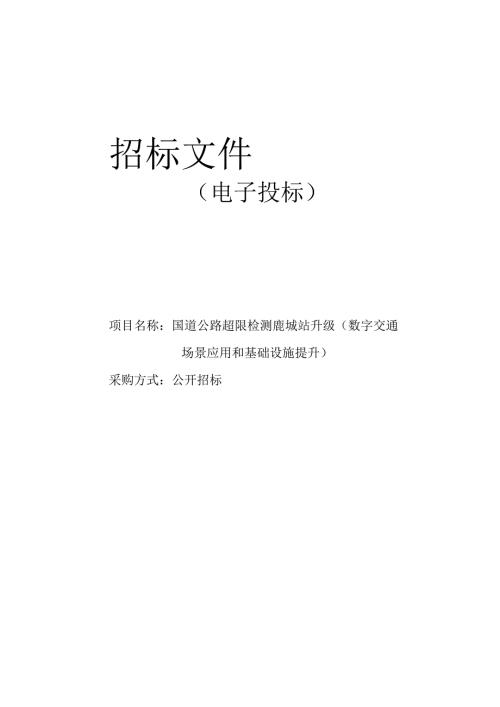 国道公路超限检测鹿城站升级（数字交通场景应用和基础设施提升）招标文件.docx