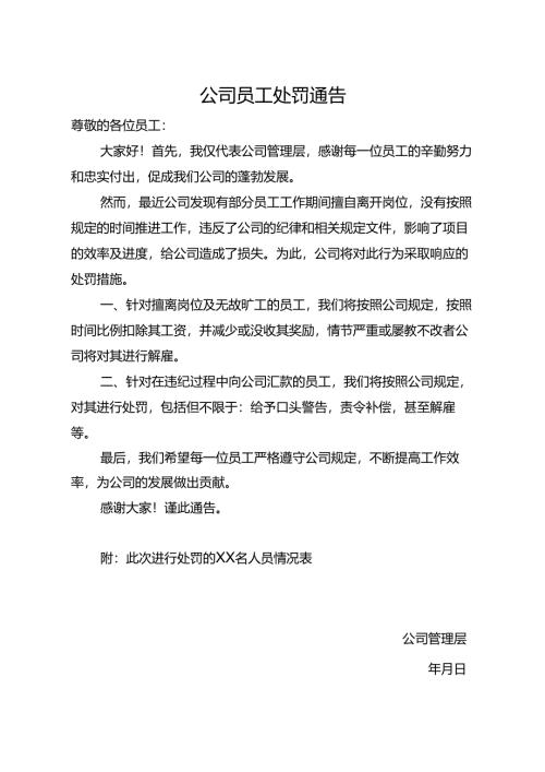 单位员工处罚通告模板-精选5份.docx