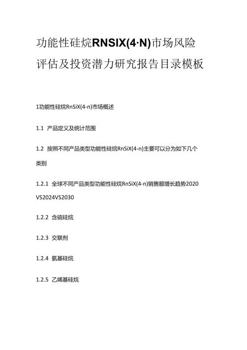 功能性硅烷RNSIX(4-N)市场风险评估及投资潜力研究报告目录模板.docx