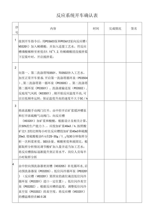 反应系统开车确认表.docx