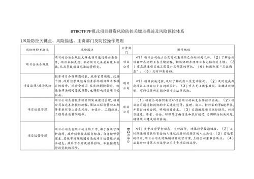 BT BOT PPP模式项目投资风险防控关键点描述及风险预控体系.docx