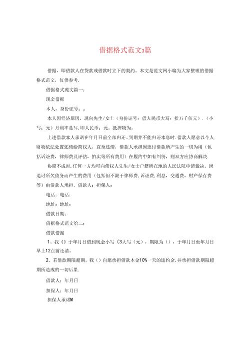 借据格式范文3篇.docx