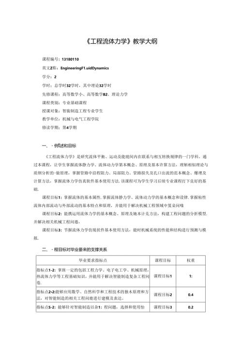 《工程流体力学》教学大纲.docx