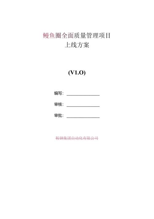 全面质量管理项目上线方案V1.0.docx